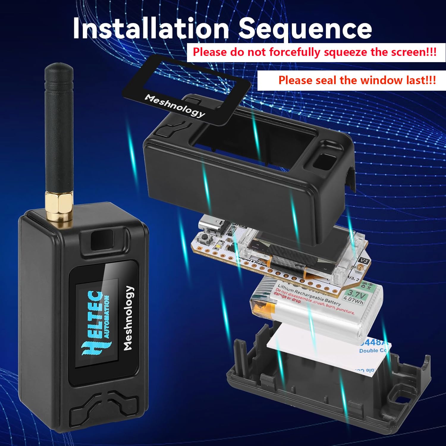 Confezione da 3 schede di sviluppo ESP32 LoRa V3 + batteria da 1100 mAh + custodia protettiva - con antenna da 868 MHz e dispositivi SX1262 LoRa V3 per tastic Mesh AR duino LoRawan IOT (N30 version