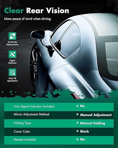 Miniatura 2 de SCITOO Espejo retrovisor lateral izquierdo del conductor, apto para 1987-1989 para Toyota 4Runner 1987-1995 Pickup Manual Plegable Sin Calentar