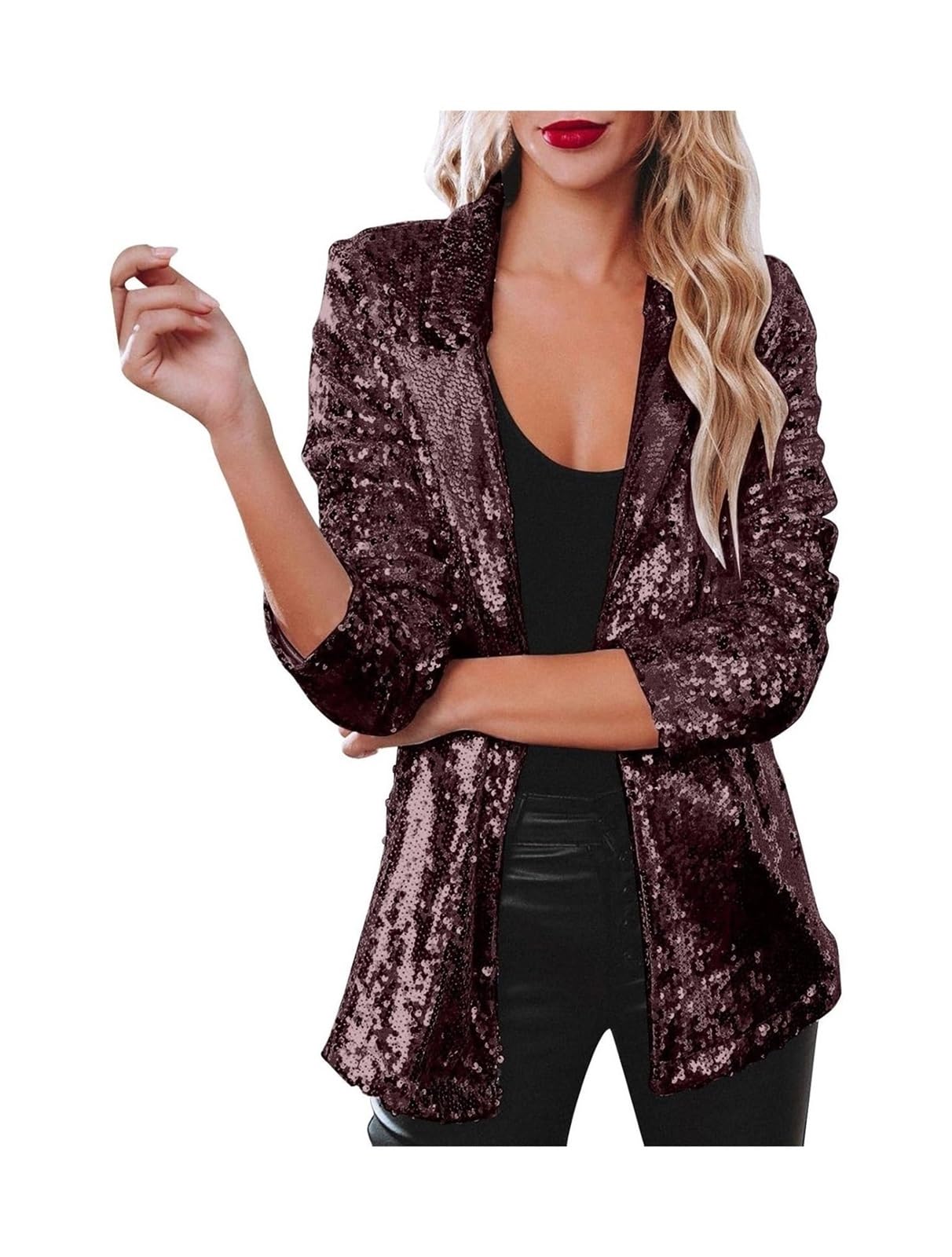 Veste à paillettes pour femmes blazer chic tailleur pailleté S-3XL
