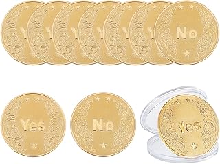 10Pcs Alloy Yes/No Decision Coin Challenge Coin Decision Maker Flip Portable Double Sided Making Flipping Funny Heads and Tails Help You Make Decisions for Party Game Holiday Office Gold