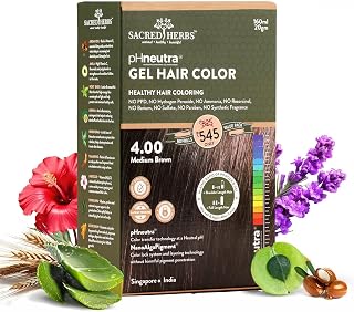 S.A.C.R.E.D. H.E.R.B.S. Ammonia & PPD Free Natural Organic Gel Hair Color for Men & Women | pH Neutral | Long Lasting Color with 100% Grey Coverage 160ml+20gm (MEDIUM BROWN, 180 ML)
