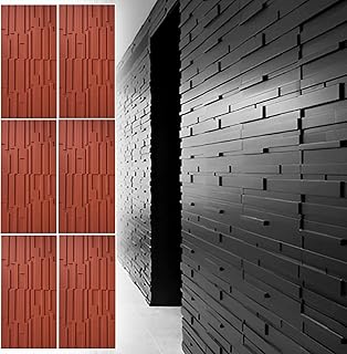 Large 3D Wood Grain Wall Panels 23.6"×47.2" - Waterproof PU Decorative Cladding, Interior Exterior(Red,6pcs)