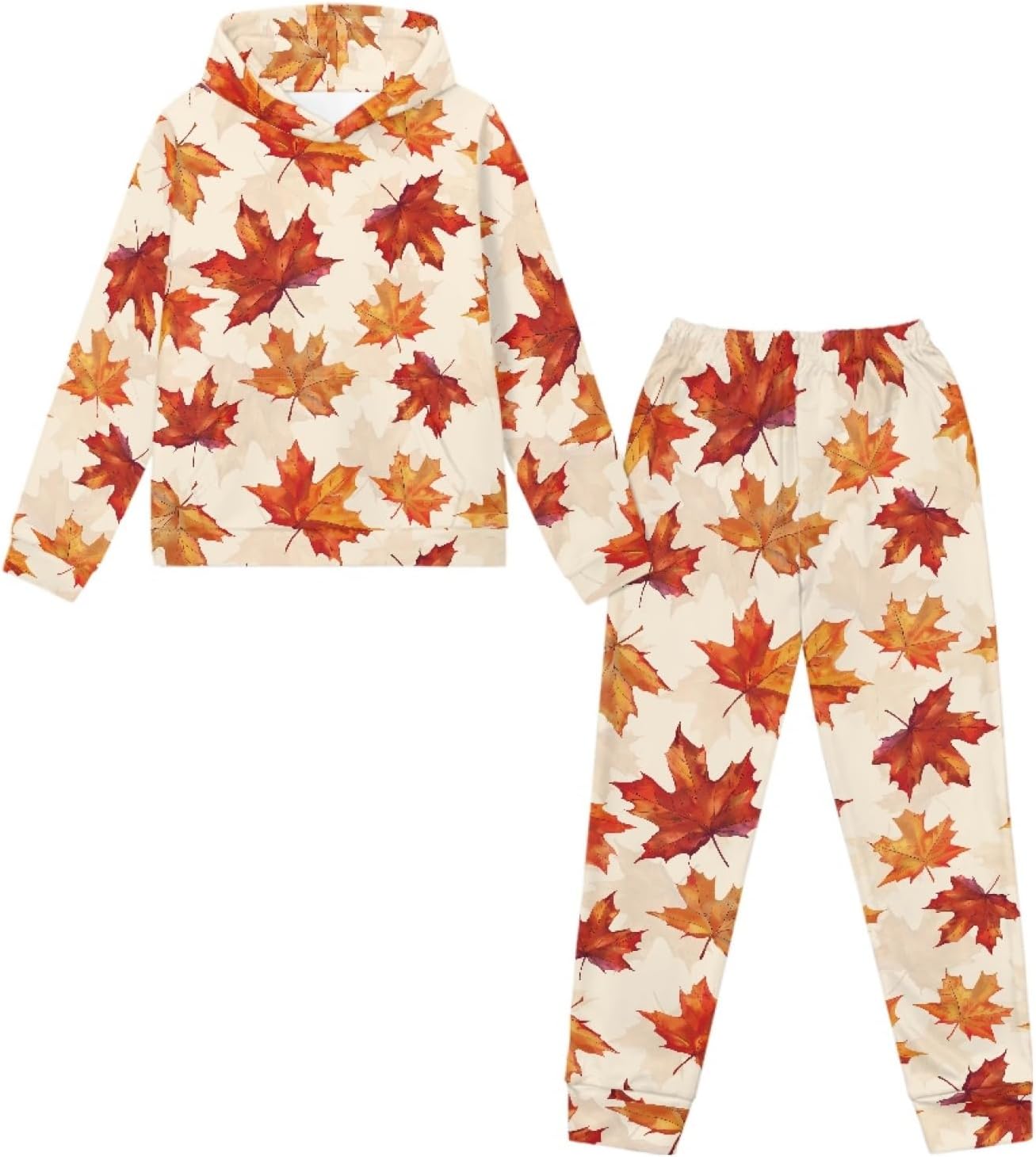 Girls Hoodie Sweatpant Set Size 5-12 Thanksgiving Long Sleeve Sweatsuit Sets Kids Pullover Hoodie Jogging Pant