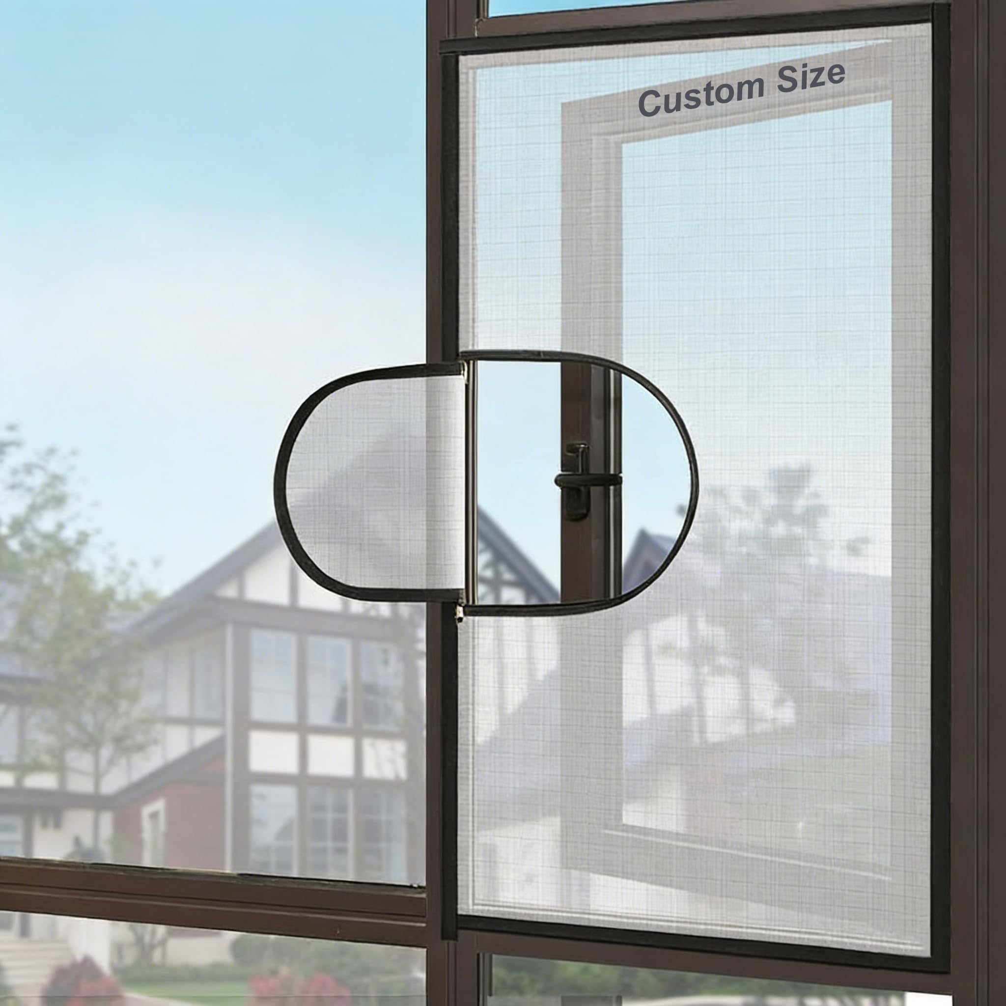 Custom Size Window Screen Mesh, Tear-Proof Cat Proof Window Net, Anti-Mosquito Insect Window Mesh with Zipper Opening, Easy Install No Drilling Need