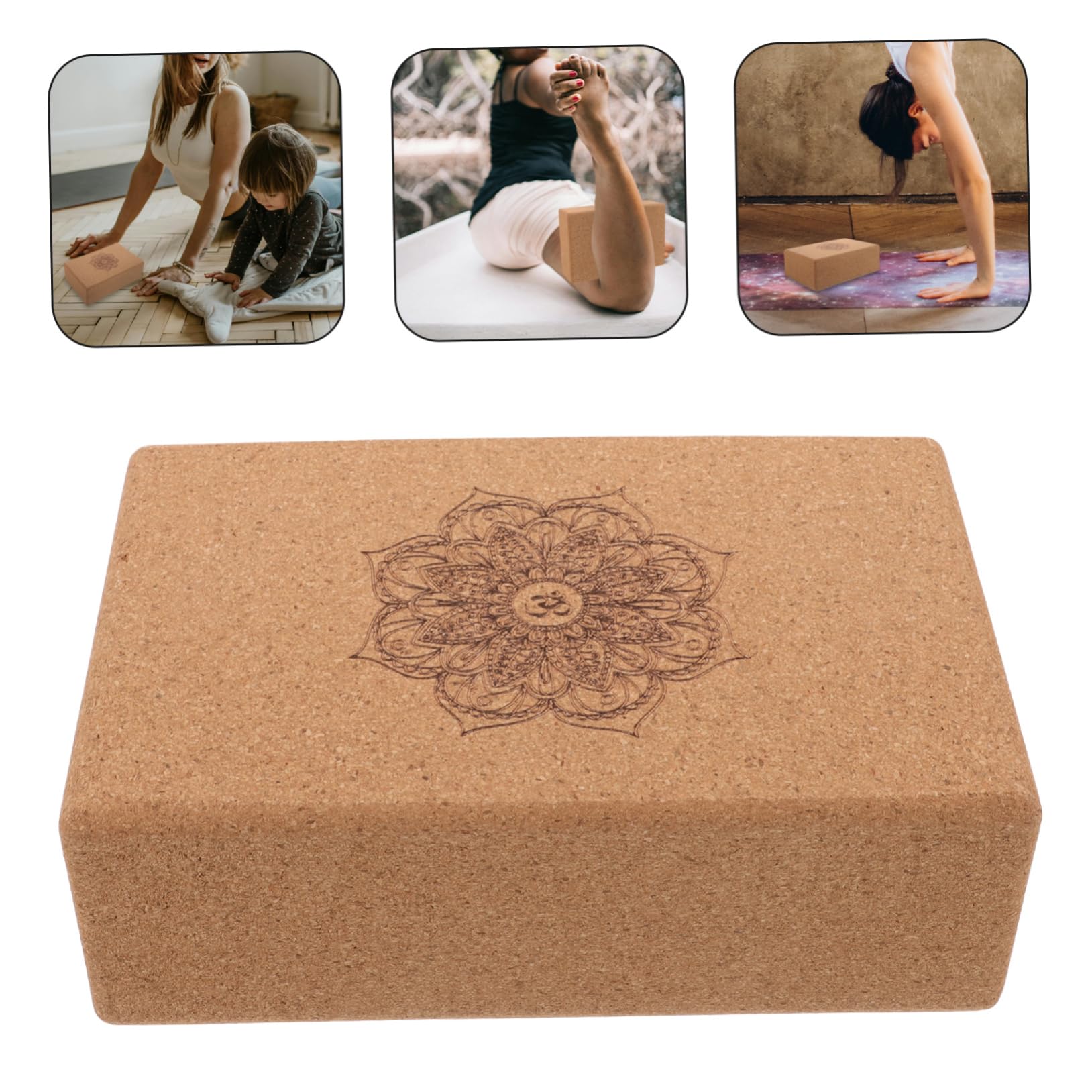 Bloque de Yoga de Corcho de Alta Densidad Triángulo | Patrón Mandala, para Entrenamiento Físico y Relajación Corporal, Uso Versátil en Práctica Diaria