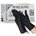 akgk Nitrile Gloves, 100 Pcs Disposable Black Nitrile Gloves Large, Cleaning Gloves for Cooking, Household & More, Powder-Free, Latex-Free