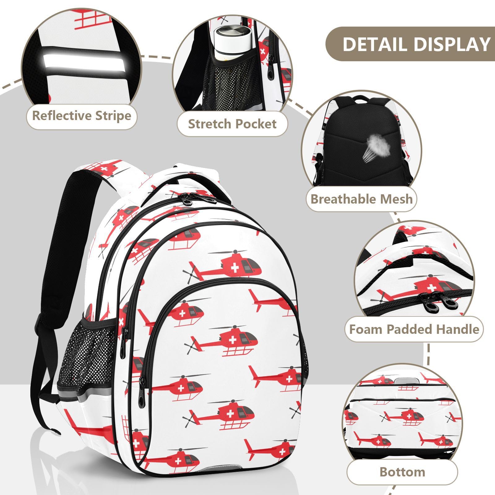 KLL Czysty design plecak dla nastolatek gimnazjum duża torba na książki chłopcy podróż plecak pomoc helikopter