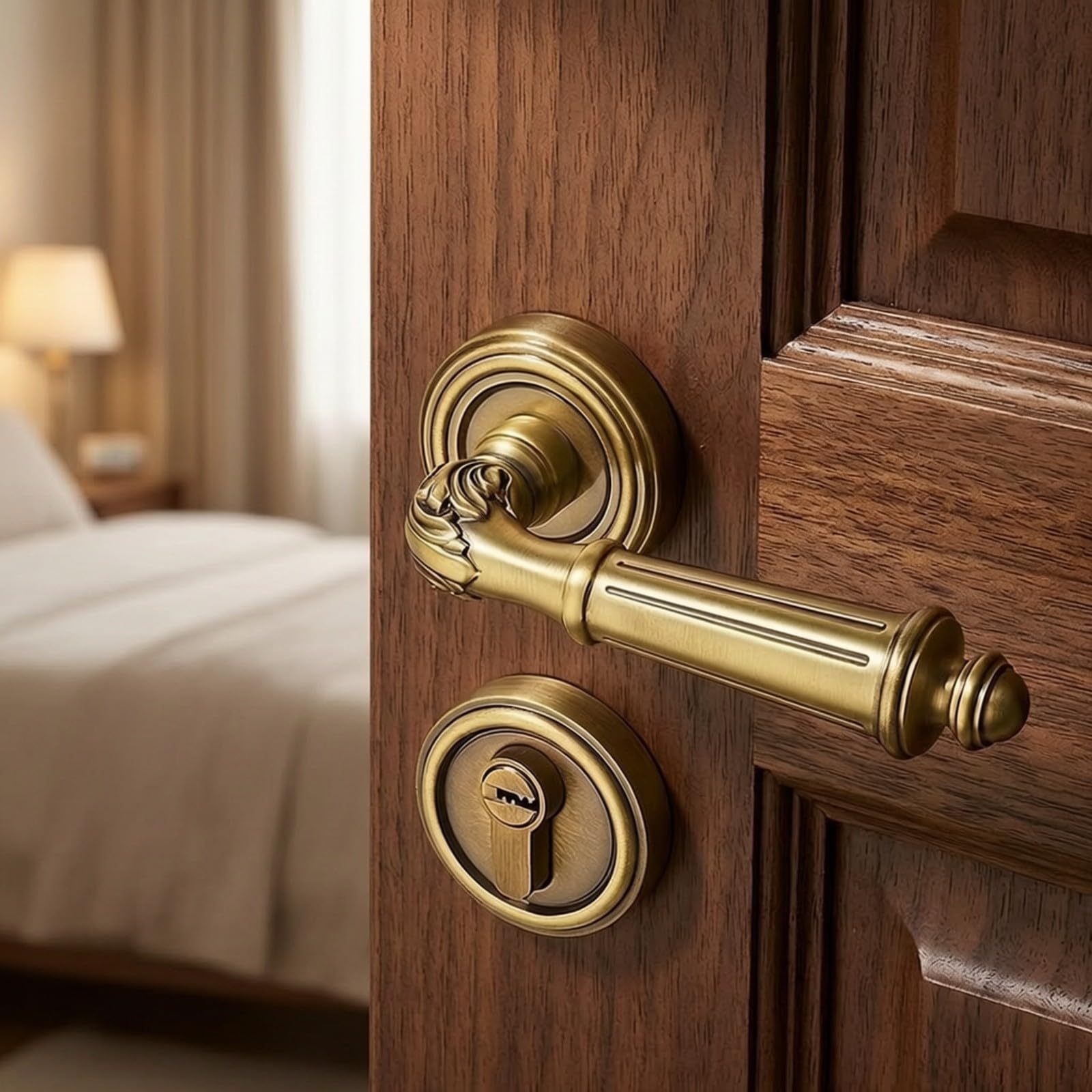 Milageto Maniglia con Piastra | Stile Francese, Maniglia per Porte Interne, brillante, Bagno