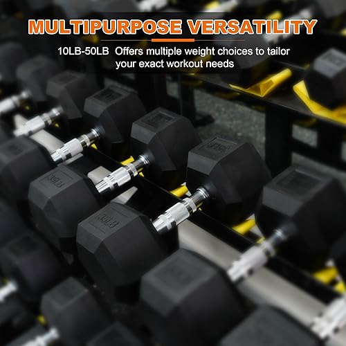 Miniatura 3 de BalanceFrom Mancuerna hexagonal con revestimiento de goma en pares, individuales o juego