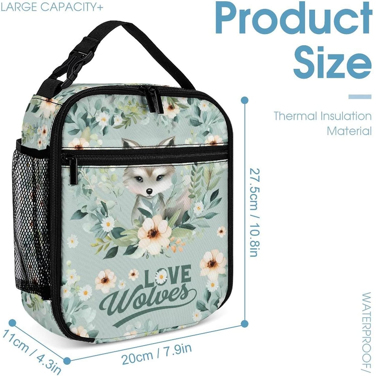 Wolf Backpack with Lunch Box & Pencil Case for Kids Girls Boys School, 16 Inch Cute Wolf Bookbag, School Backpack for Students Children, Lightweight, Large Capacity - Image 4