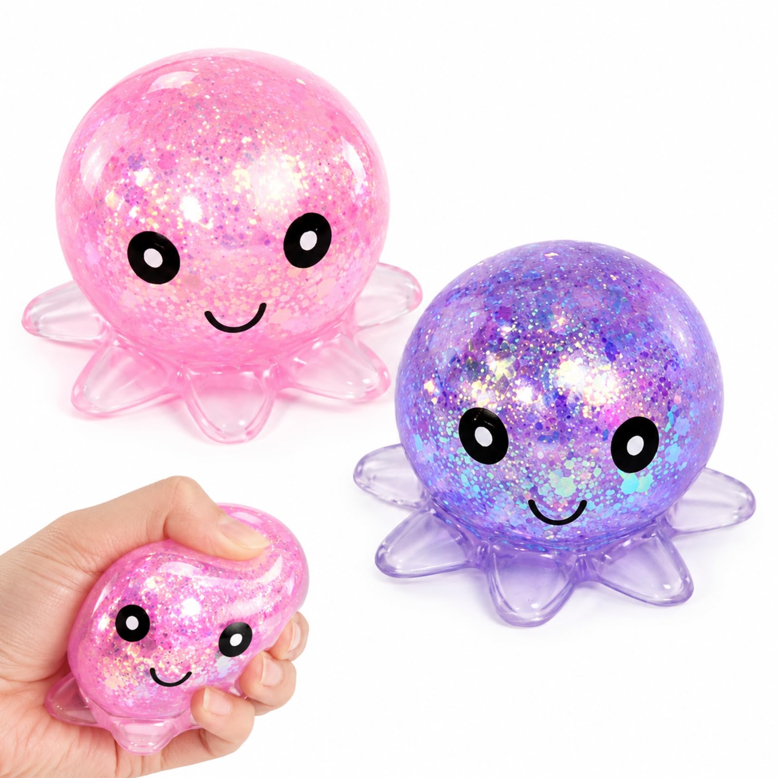 2 PCS Octopus Squishy, Squishy Octopus Sensory Decorations for Stress Relief, Classroom Focus and Travel Boredom, Soft Tactile Sensory Tools for Adults