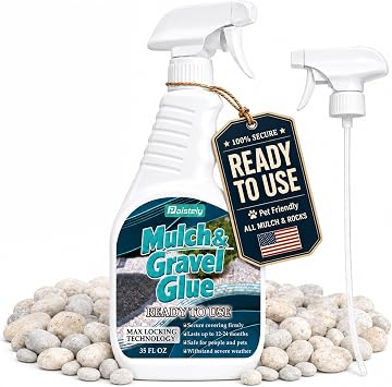 35Oz Rock Glue for Landscaping with Sprayer, Ready to Use, Anti-Clog Fast-Dry Mulch Spray Glue, Non-Toxic Gravel Glue for Rocks, Binder, Mulch Bond and Pea Gravel Stabilizer