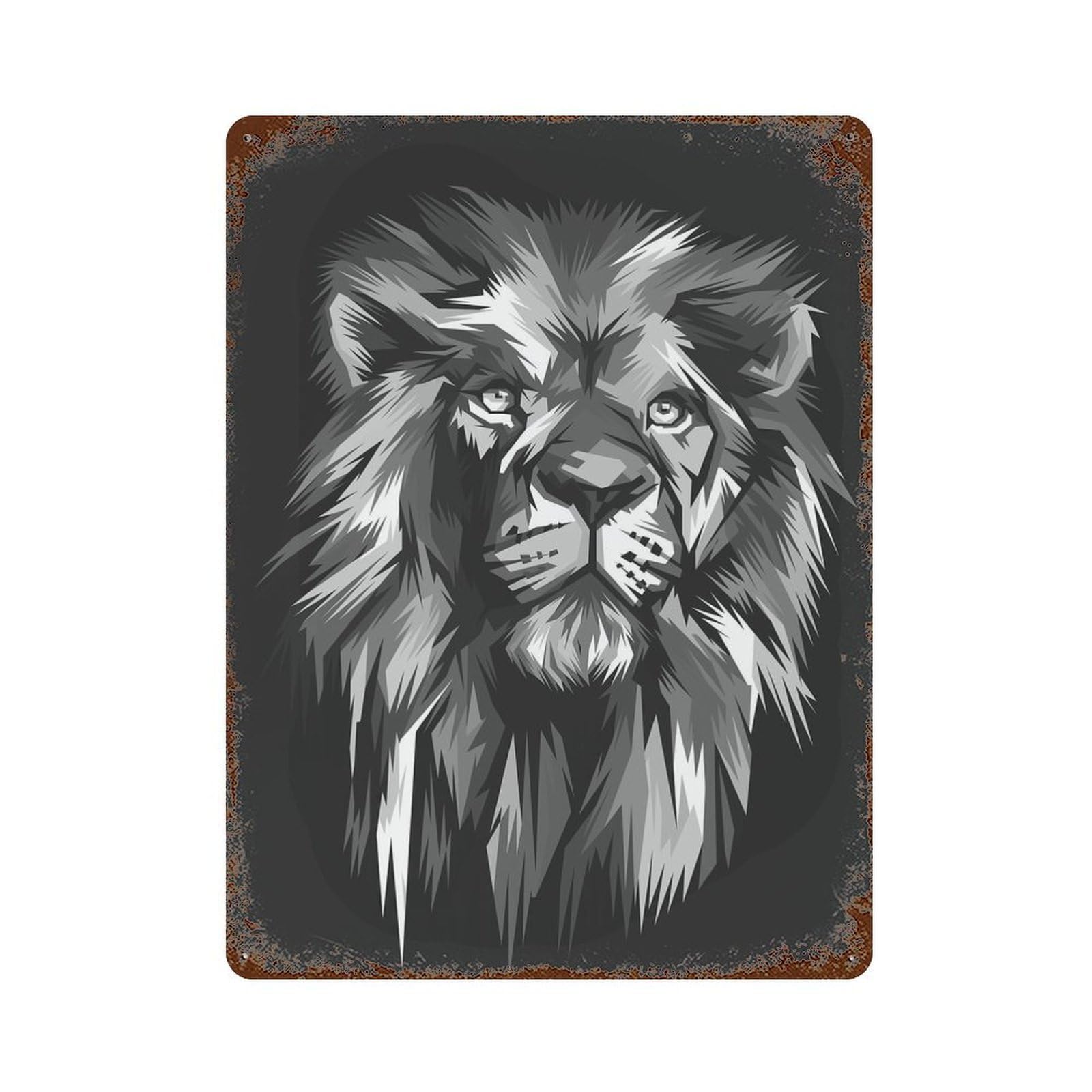 Rust Effect Lion Vintage Rust Metal Sign 15.7"x11.8", Classic Wall Plaque for Shed, Workshop And Garage Wall Decor