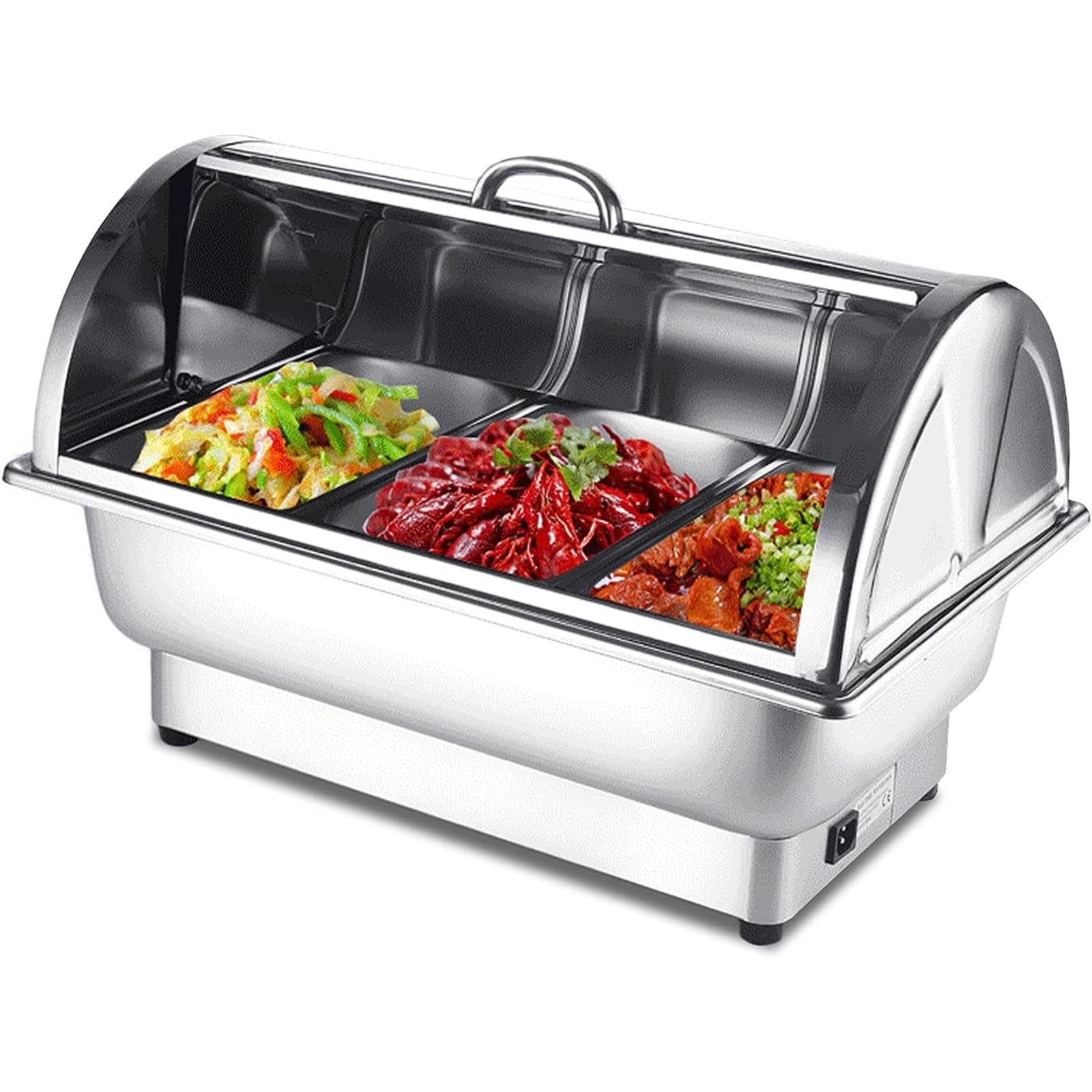 Scaldavivande Elettrici per Buffet, Set da Buffet in Acciaio Inox con Coperchio Trasparente in Policarbonato per Alimenti (Invisible GN1/3)