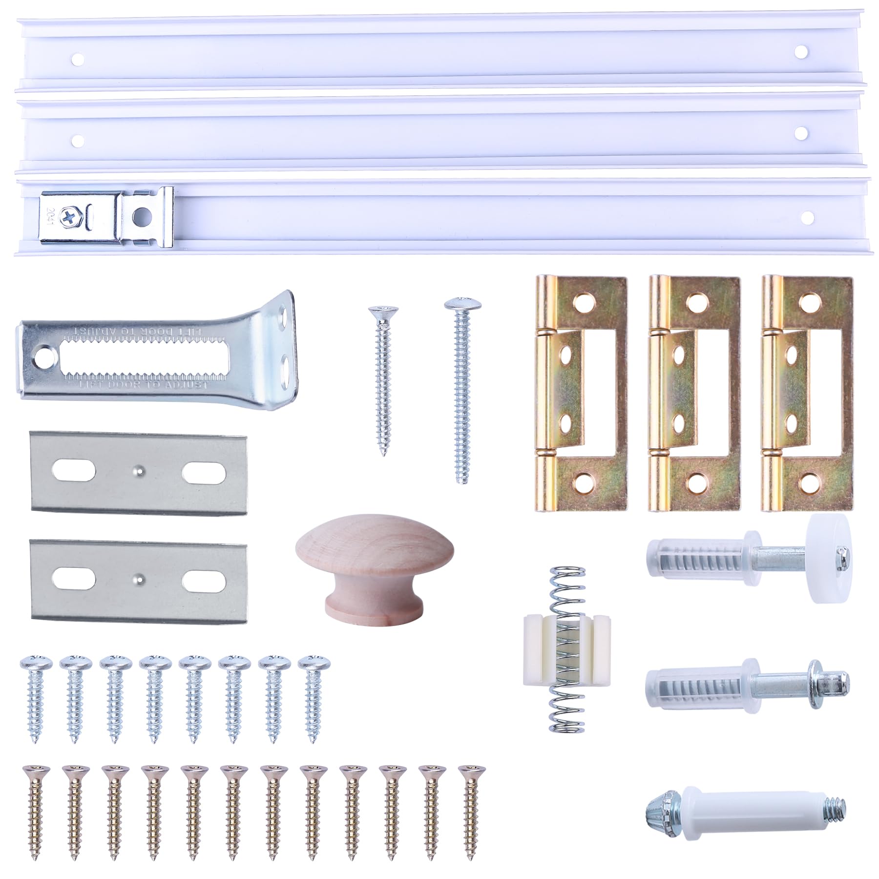 Bifold Door Hardware Kit with Track, Top and Bottom Pivot, Spring, Pivot Pin, Full Repair Accessories for Double Door, Folding Door, Accordion Door (36inch)