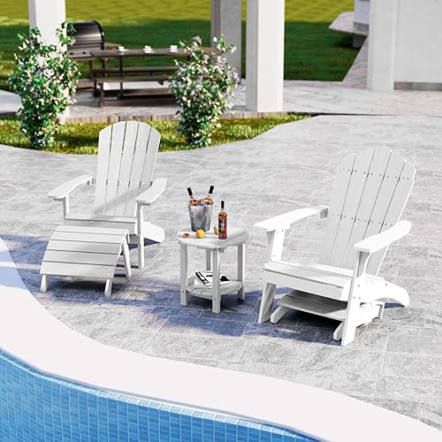 Miniatura 7 de YEFU Adirondack - Juego de 2 otomanas Adirondack, reposapiés de patio, reposapiés Adirondack plegable, resistente a la intemperie para silla