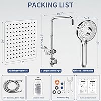 Vista 6 de SINGSUO Filtered Rain Shower Head with Handheld Spray Combo, High Pressure Dual Shower Head with Filter for Hard Water, Modern Magnetix Double