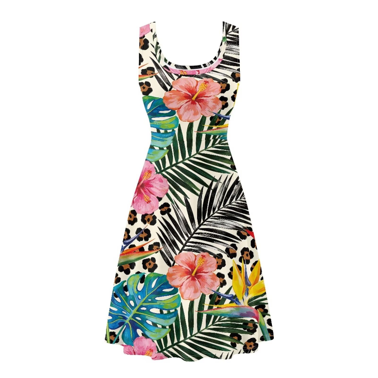 Dreaweet Casual Sleeveless Dresses for Women Girls, Round Neck Tank Dresses with Pockets Summer Sundress Size XS-4XL