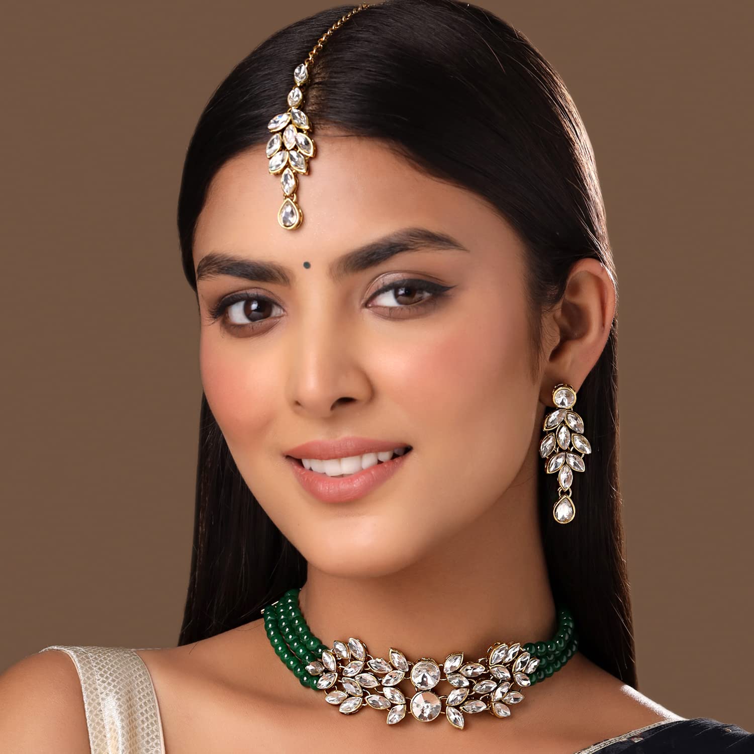 Kundan Necklace Set for Women - Beaded Choker Jewelry Set