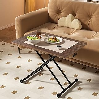 昇降式テーブル 昇降式デスク 升降桌 ダイニングテーブル 高さ調整 幅90×奥行60×高さ11~77 無階段調整 キャスター付 丸角 おしゃれ ダイニング リビング適応 組立不要 ブラウン