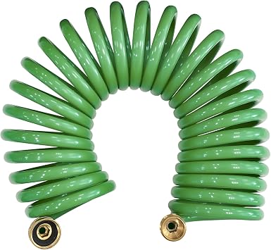 Sutekus Coil Hose Water Hoses Coiled Boat Hose Lightweight Self Coiling Garden Hose With 3/4 inch Brass Fittings 25FT