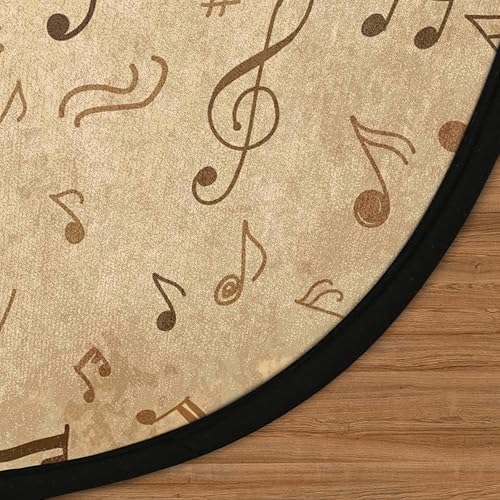 Miniatura 3 de Alfombra redonda de 30 x 30 pulgadas, alfombra circular grande con nota musical vintage, antideslizante, suave, lavable, para dormitorio, sala de