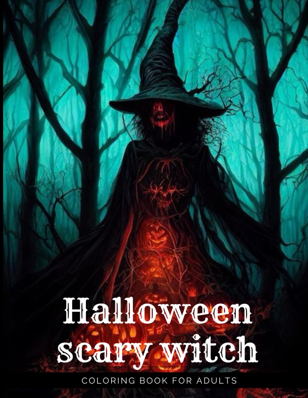 Halloween scary witch: coloring book for adults