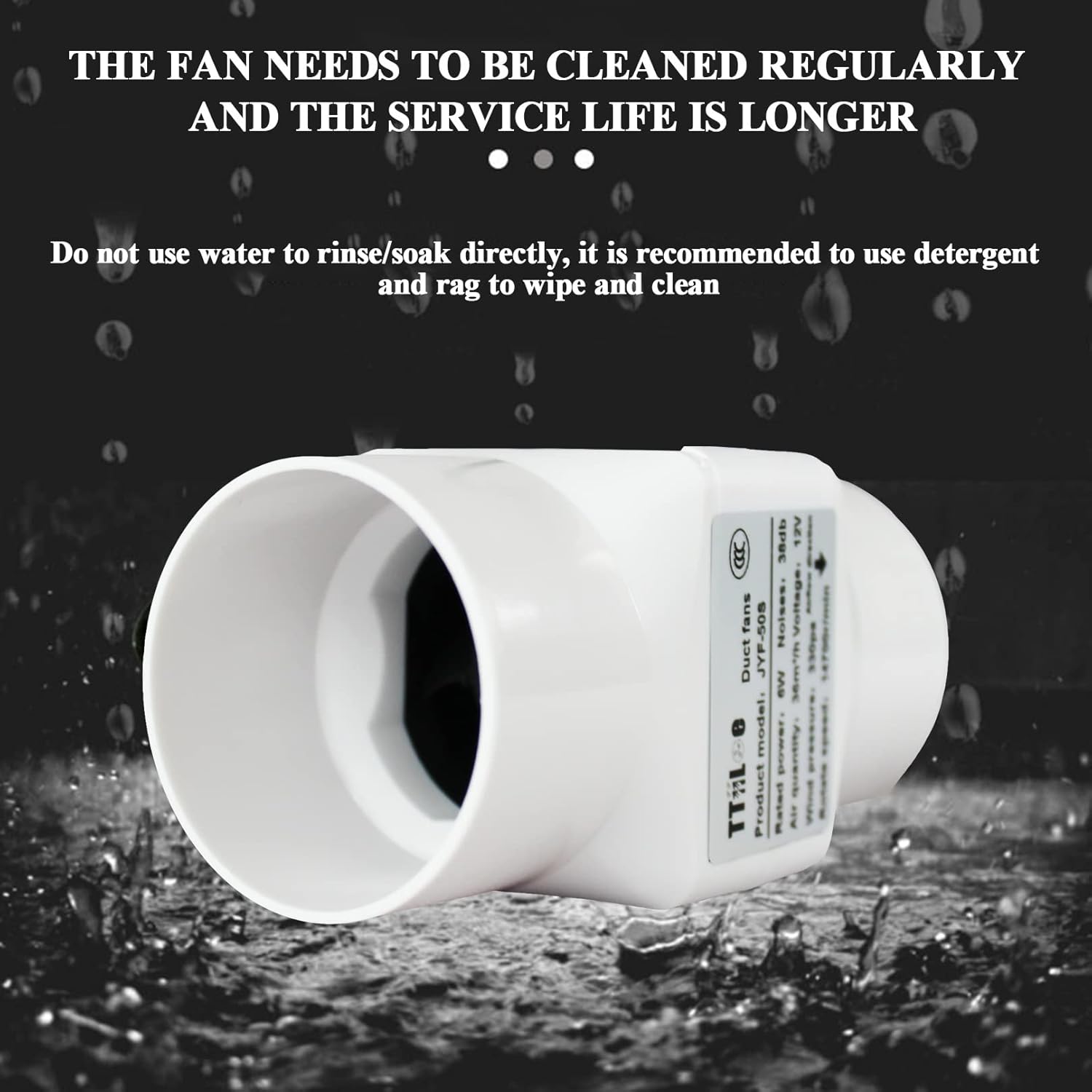 2 Inch 18W 12V Small Duct Fan with 40mm PVC Pipe Interface 32 CFM Ventilation Exhaust Booster for Basement Greenhouse Attic Kitchen (Color : Adjustable Speed, Size : 50mm/40mm)