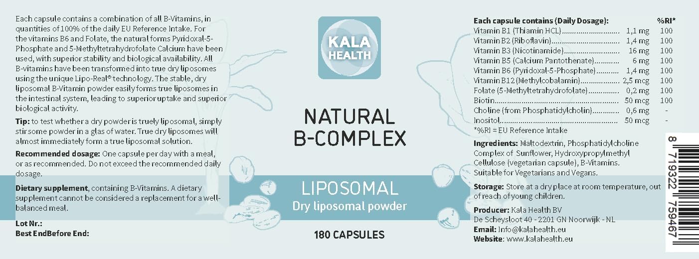 Natural Liposomal B Complex Capsules with All 6 Important B Vitamins (180)