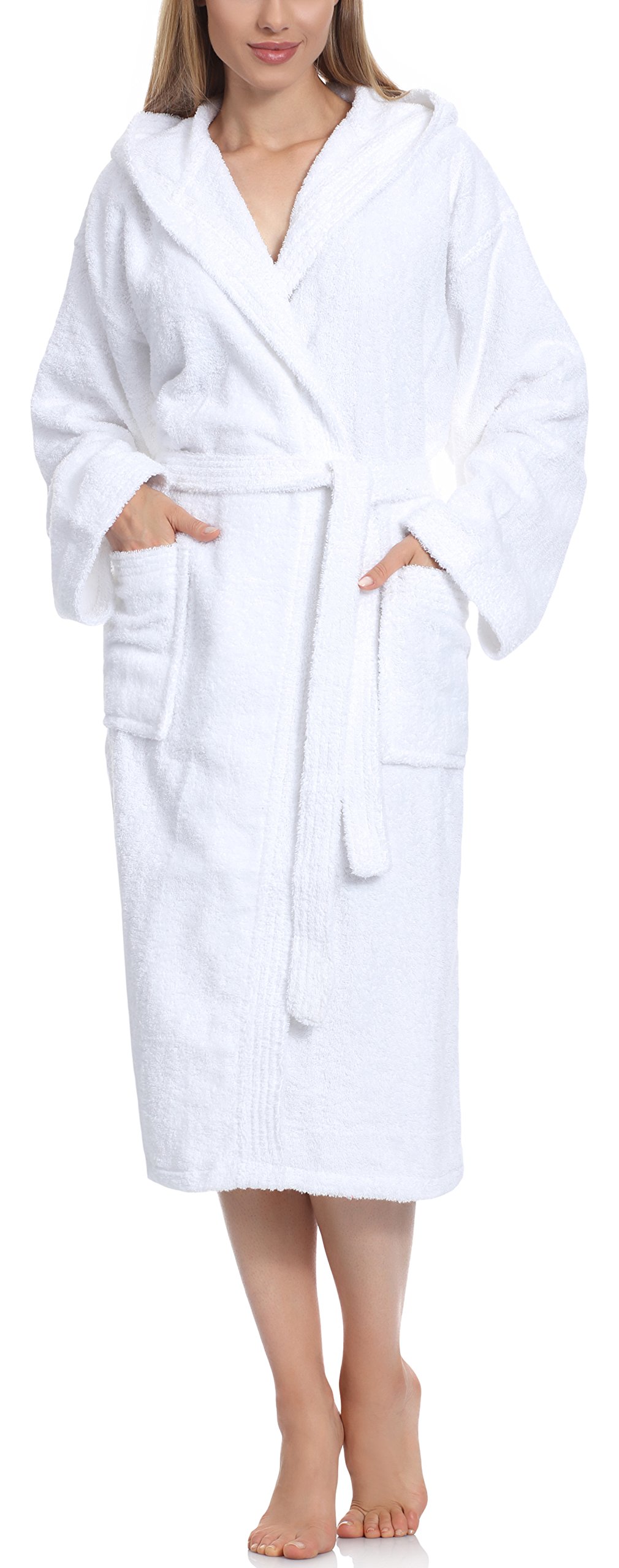 Ladeheid Women's White-1 (Grammage 400) 100% Cotton Terry Bathrobe La40-193 (, Xxl)