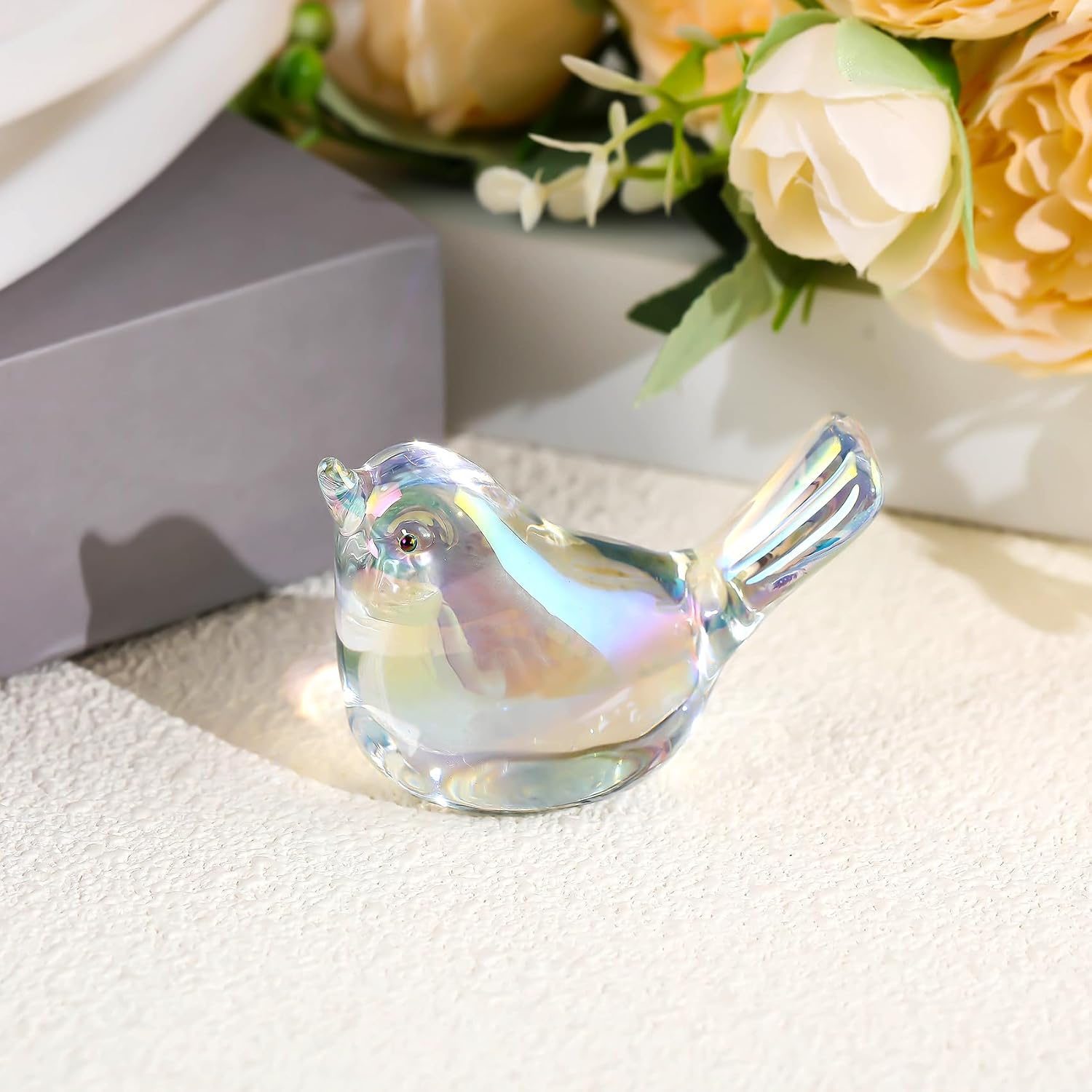 Ornalrist Crystal Clear Birds Figurines Home Decor, Glass Art Birds Collectible Figurines Paperweights Crystal Decor Gifts for Women Mom Friends (Clear) image 5