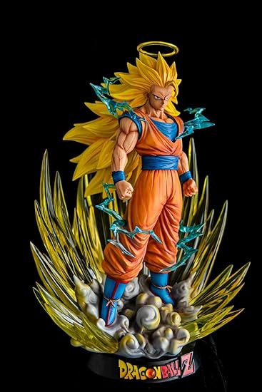 Amazon ドラゴンボールアニメフィギュア超サイヤ人3孫悟空アクションモデル人形とライト付きプラットフォームパレスエディションpu ポリストーン Blkykll スポーツ アウトドア