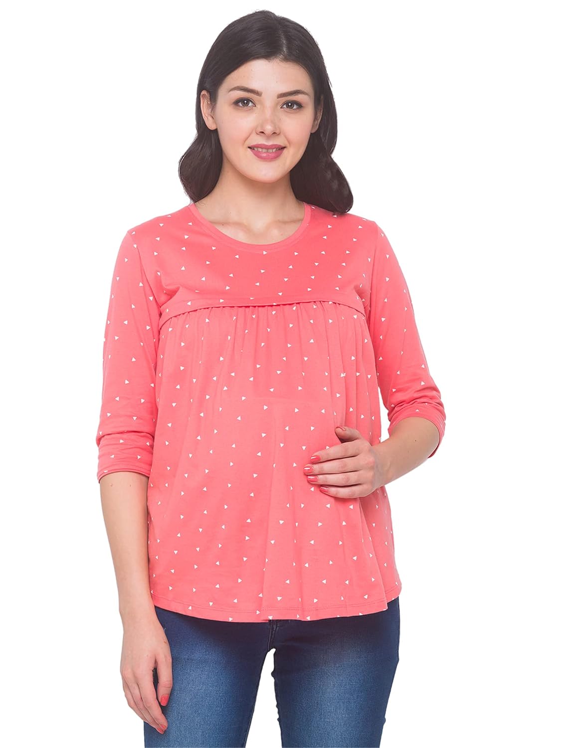 AV2 Women's Cotton Printed Regular Fit Nightwear Maternity Feeding Top