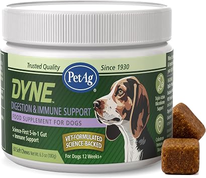 PetAg Dyne Digestion & Immune Support Soft Chews for Dogs | 60 Count