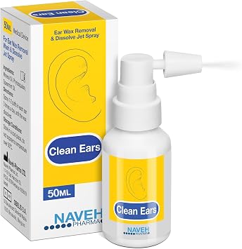 NAVEH PHARMA CleanEars Ear Wax Removal Spray Gentle Earwax Softening Spray for Adults, Easy-to-Use Alternative to Mineral Oil, Refreshing Spearmint Aroma, 1.69 fl oz