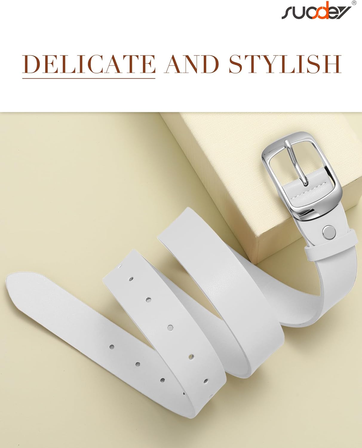 SUOSDEY Women Belts For Jeans Dresses Pants Ladies Leather Waist Belt with Elegant Buckle, Width 1.3" - Image 5