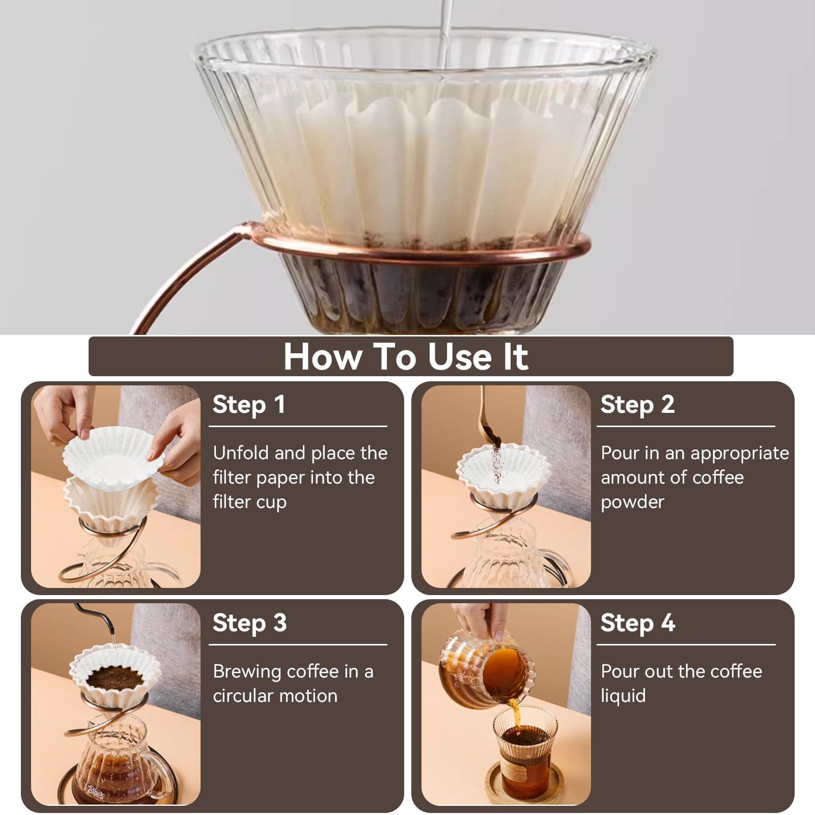 Filtri Caffe Americano, Coffee Filter Paper, Come Una Ciotola Sostituzione Dei Filtri Di Carta Da Caffè Usa E Getta Accessorio Di Ricambio Per Carta Da Filtro Per Caffè Per Caffettiera(100)