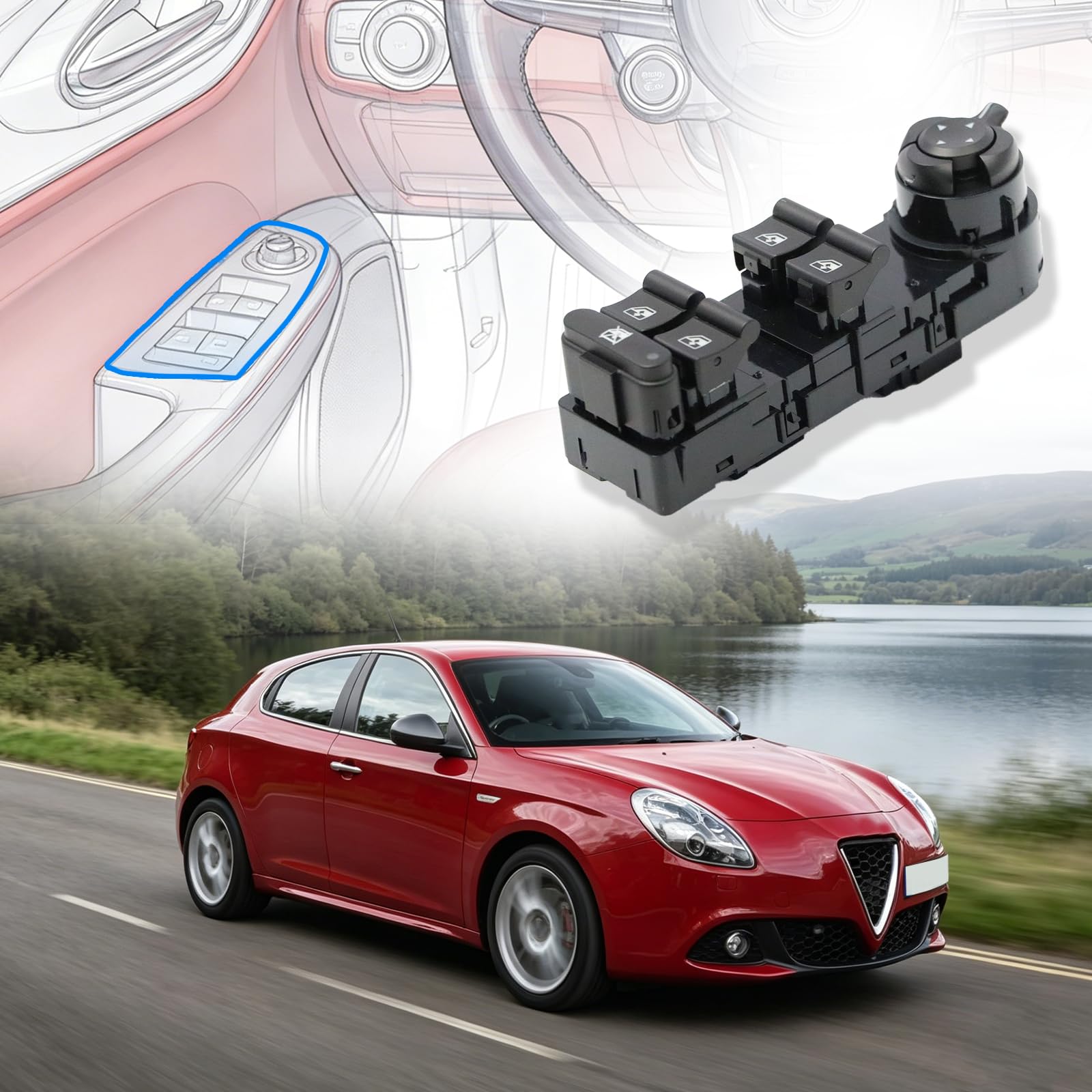 Interruttore alzacristalli per Al-fa R0me0 Giulietta 2010-2020 Interruttore elettrico per finestra principale 156106393 156093399 156095710