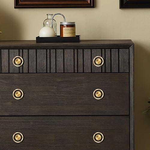 Miniatura 3 de RZDEAL 4 pomos de cristal de cristal y latón para cajones, tiradores de tocador, herrajes dorados para cajones de cocina (redondos de 1-38 pulgadas)