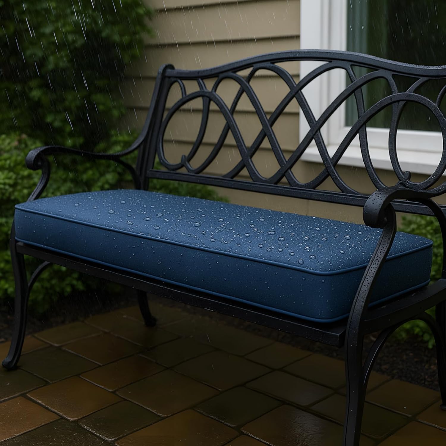 Custom 68.5 x 17 x 2.5 Inch Outdoor Bench Cushion – Slim Replacement Pad with High-Density Foam, Water-Resistant, Non-Slip, Removable Zippered Cover for Patio, Porch Swing & Window Seat