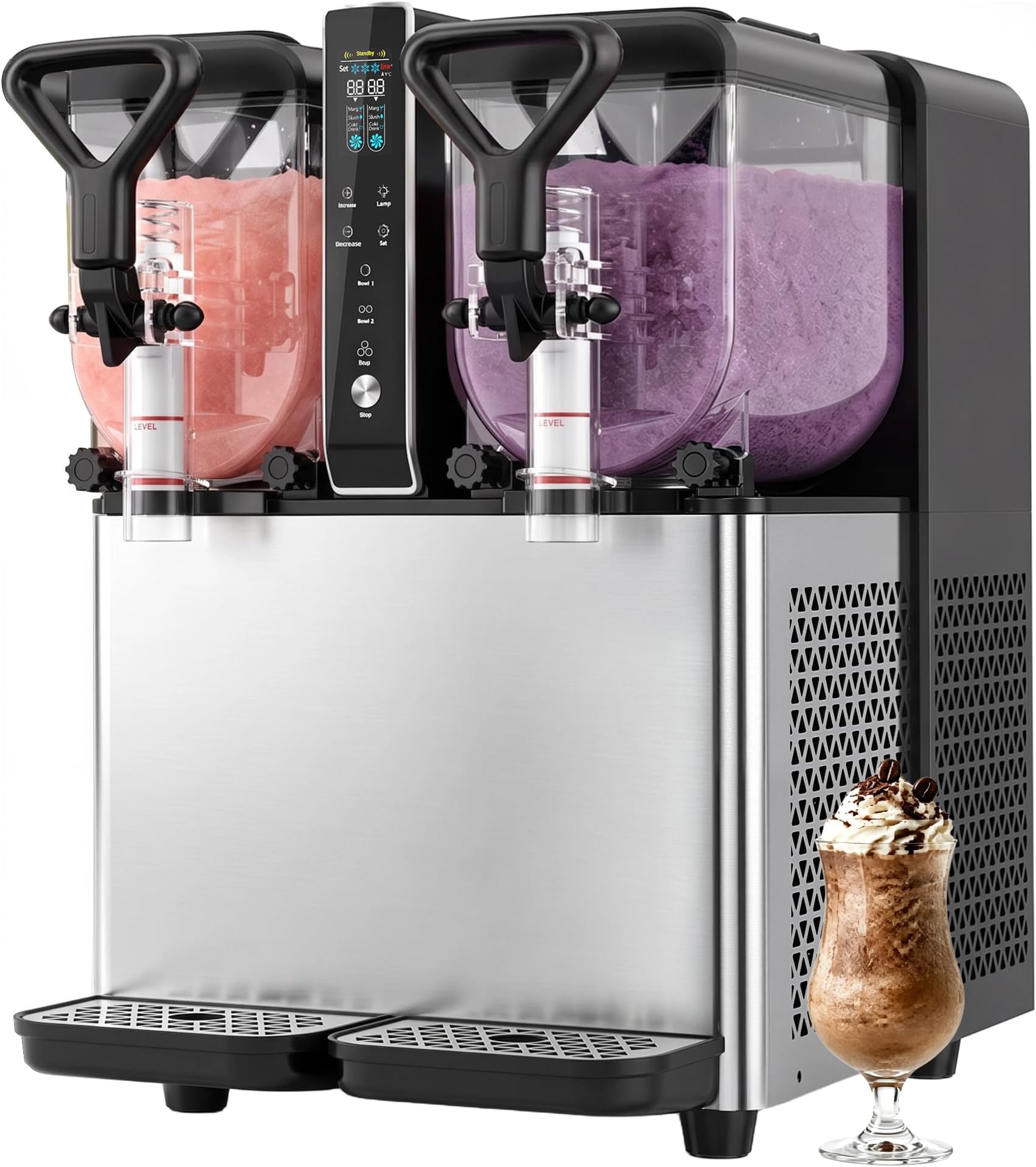 GSEICE Slushie Machine, 4L/1.05 Gal x 2 Tank Margarita Machine