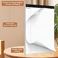Vista 4 de Paquete de 2 blocs legales de 8.5 x 11 pulgadas, 50 hojas/paquete, blocs de escritura blancos con rayas universitarias y perforadas, blocs de papel