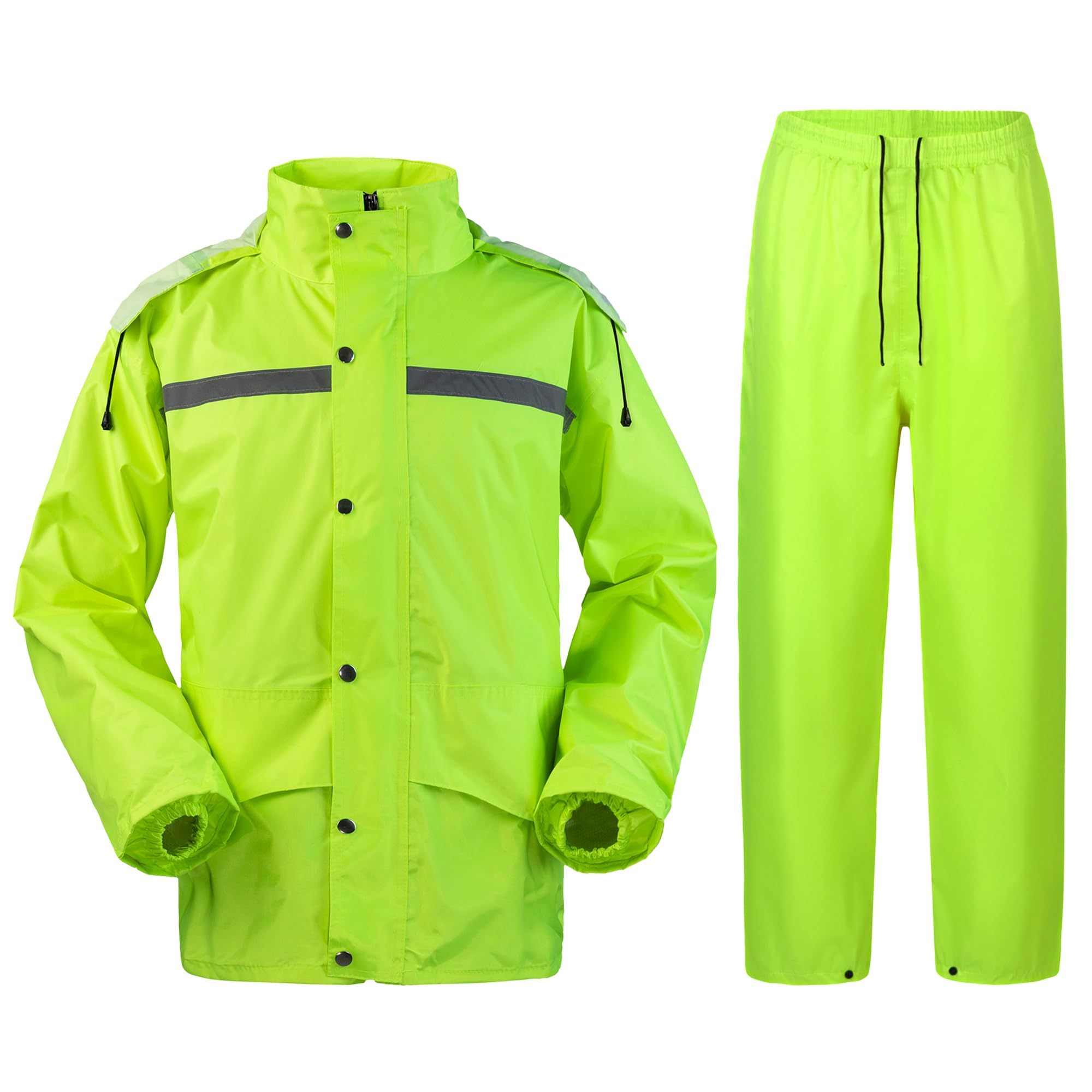 Trajes Impermeables Hombre y Mujeres Chaqueta con Capucha y Pantalones 2 Piezas Traje de lluvia para Hombres Reflectantes Chubasquero Moto Hombre Completo