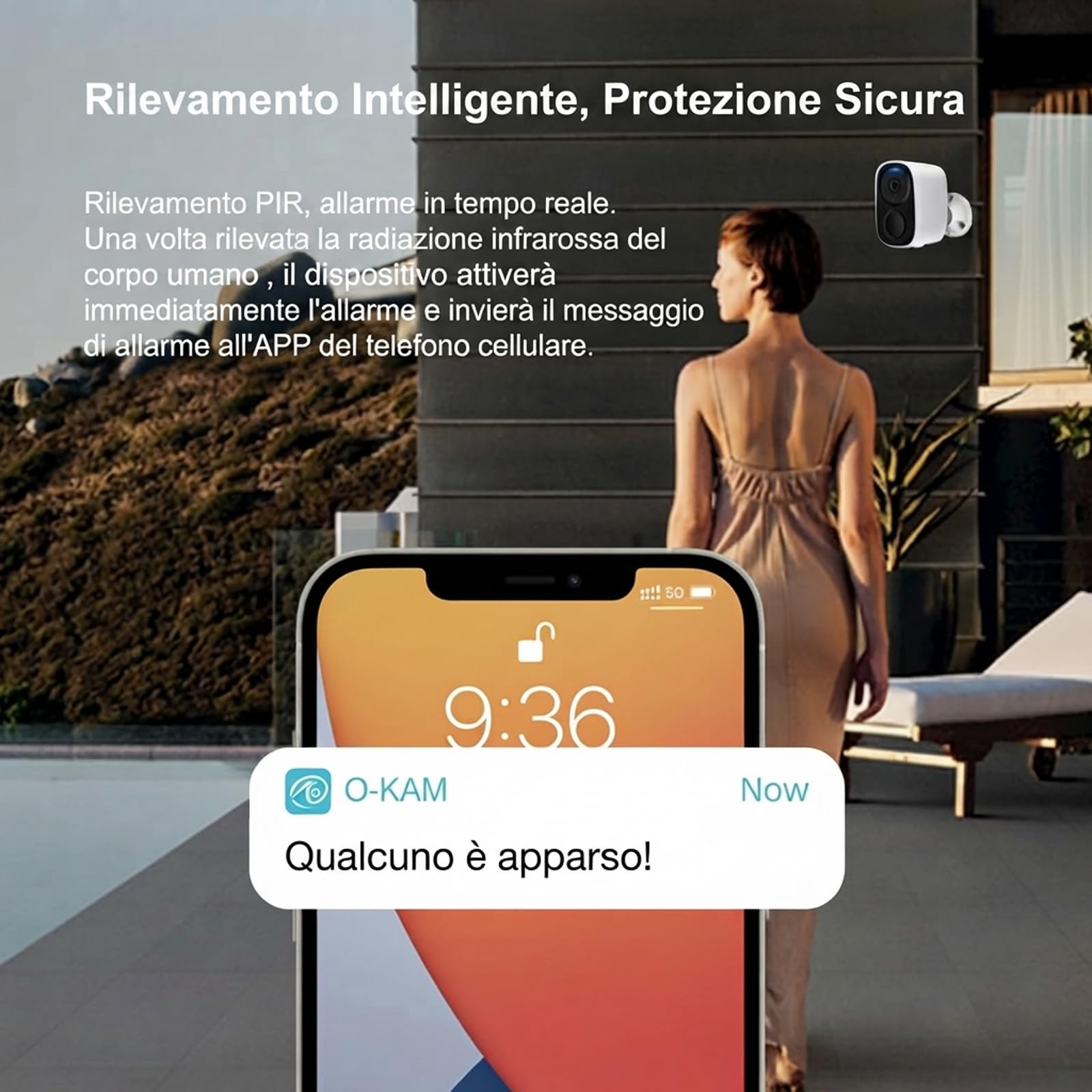 Nuwo 4G LTE Telecamera Wi-Fi Esterno 2K 3MP con Batteria 5000mAh | Videocamera Sorveglianza con Pannello Solare | Visione Notturna a Colori | Rilevamento del Movimento | Audio Bidirezionale | IP66