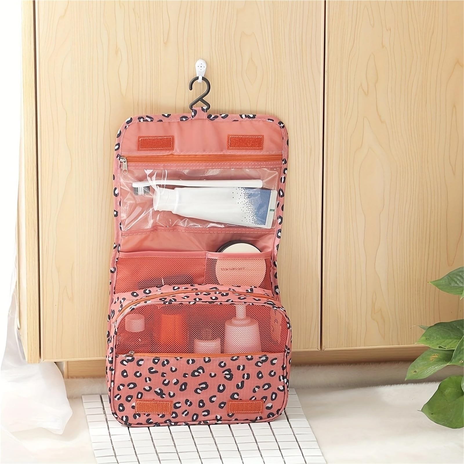 1 pezzo di borsa da toilette pieghevole organizzatore stoccaggio appesa for trucco bagno custodia viaggio cosmetica for separazione asciutta e bagnata Per Viaggi