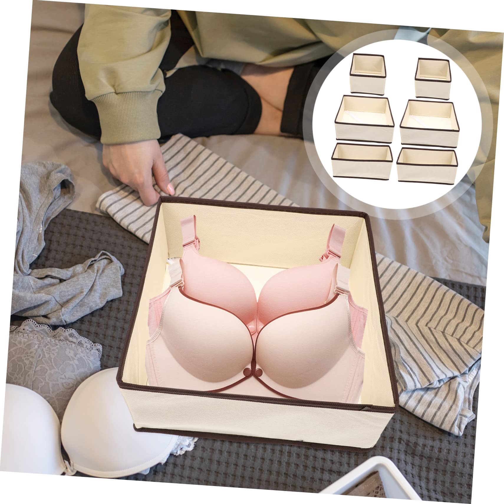 Ciieeo 6pezzi Scatole Portaoggetti Pieghevoli Per Biancheria Intima e Calze Organizer Per Vestiti Da Guardaroba Contenitori Per Abbigliamento Ragazza Scomparti Estraibili