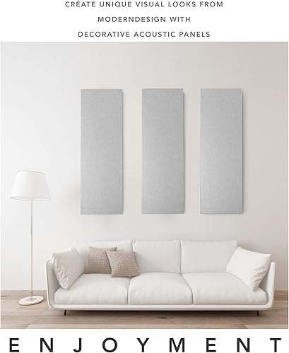 Miniatura 5 de Paneles acústicos, paquete de 2 paneles acústicos envueltos en tela de 36 x 12 pulgadas, paneles de pared acústicos insonorizados que absorben el