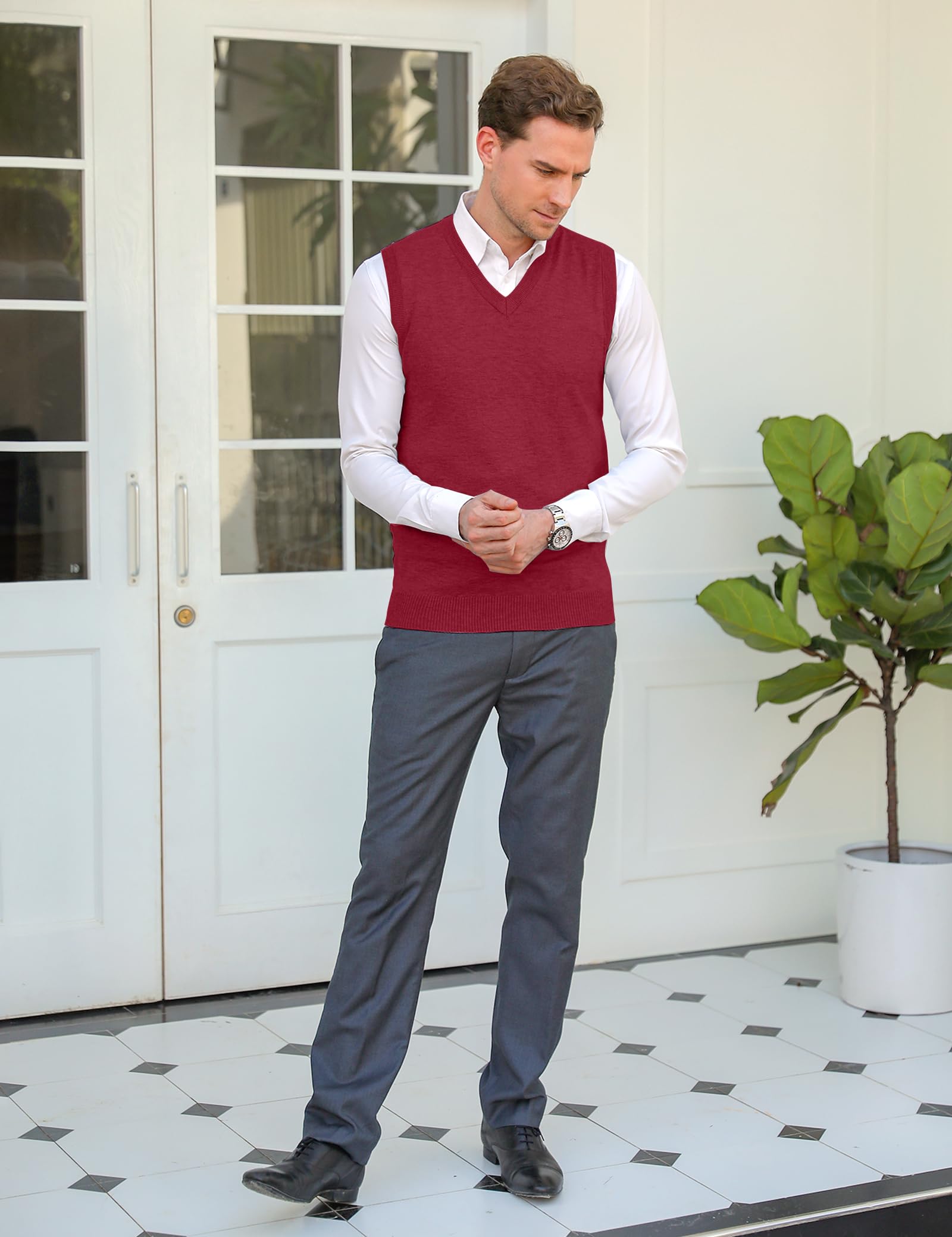 iClosam Gilet Maglione da Uomo Inverno Gilet V-Collo Cotone Casual Pullover Smanicato Maglia Sweater Felpa Men