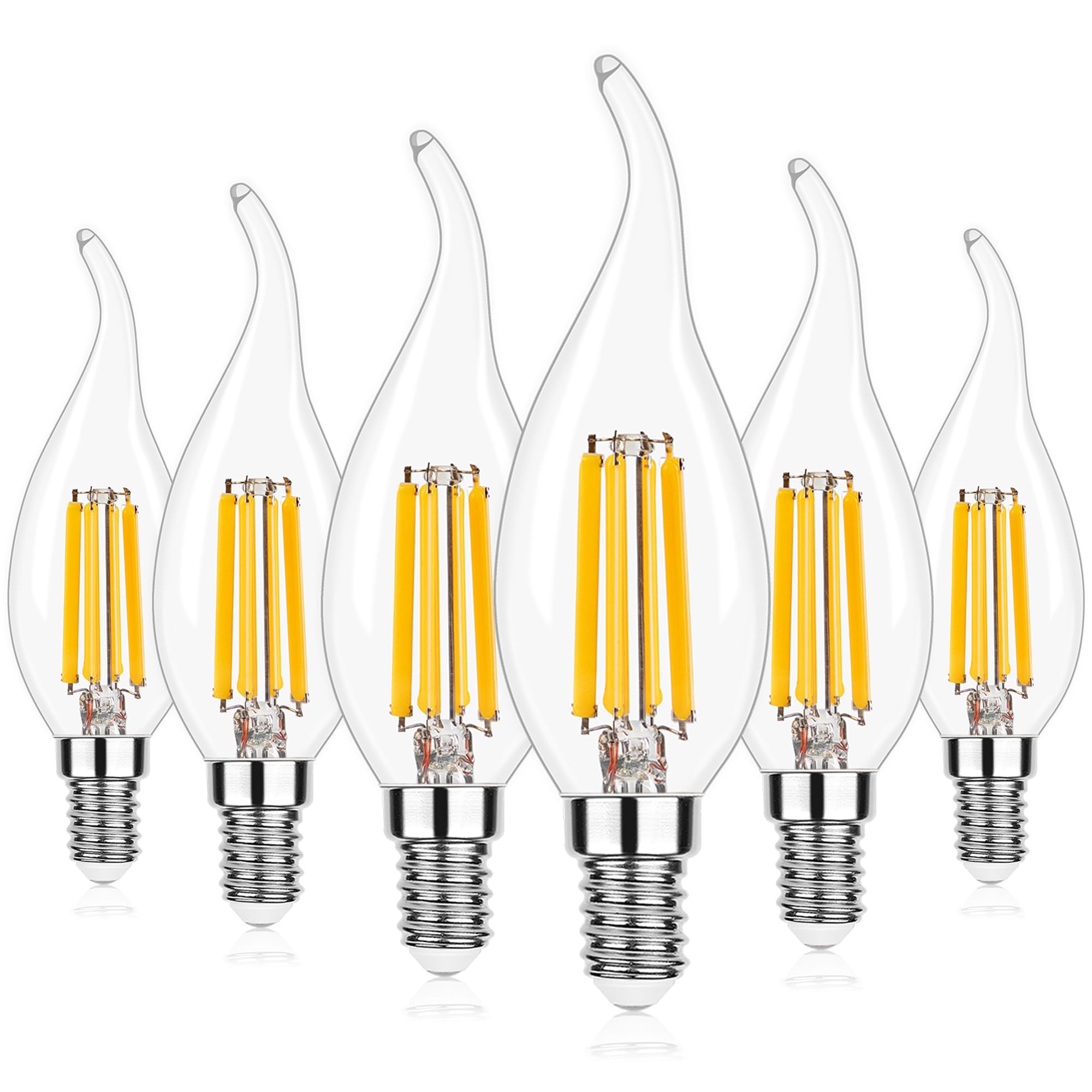 GenixGreen LED Bulb E14 LED Warm White Dimmable 6.5W 806 Lumens Classic Candle Lamp Replaces 65W 2700K Warm White Retro Edison LED Bulb, Set of 6