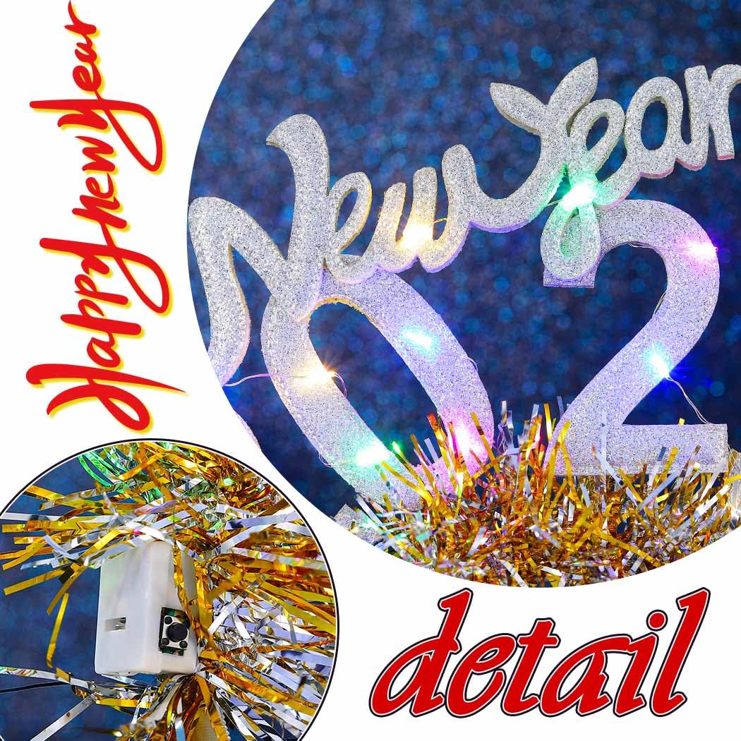 Handcess Light up New Year Headband Glitter LED Hair Band Glowing Costume Hair Hoop 2025 New Year's Eve Party Hair Accessories for Women(Silver - Image 3